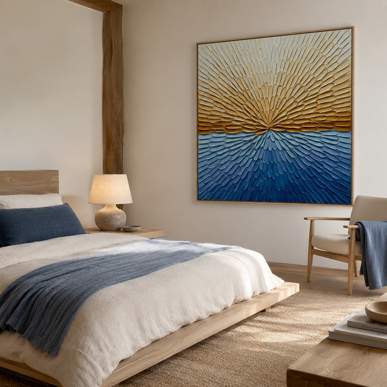 Golden Horizon Bloom Wabi-Sabi Art