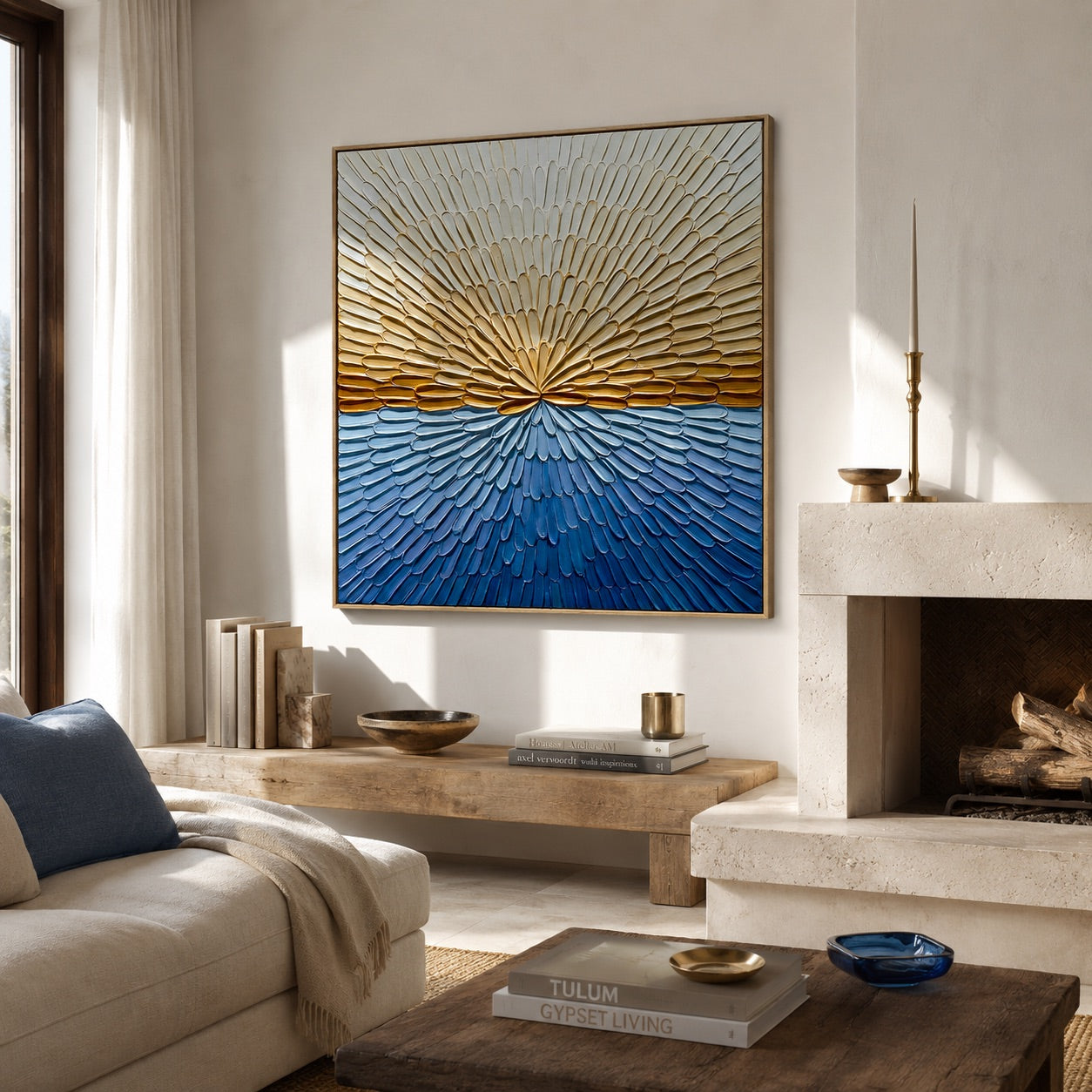 Golden Horizon Bloom Wabi-Sabi Art