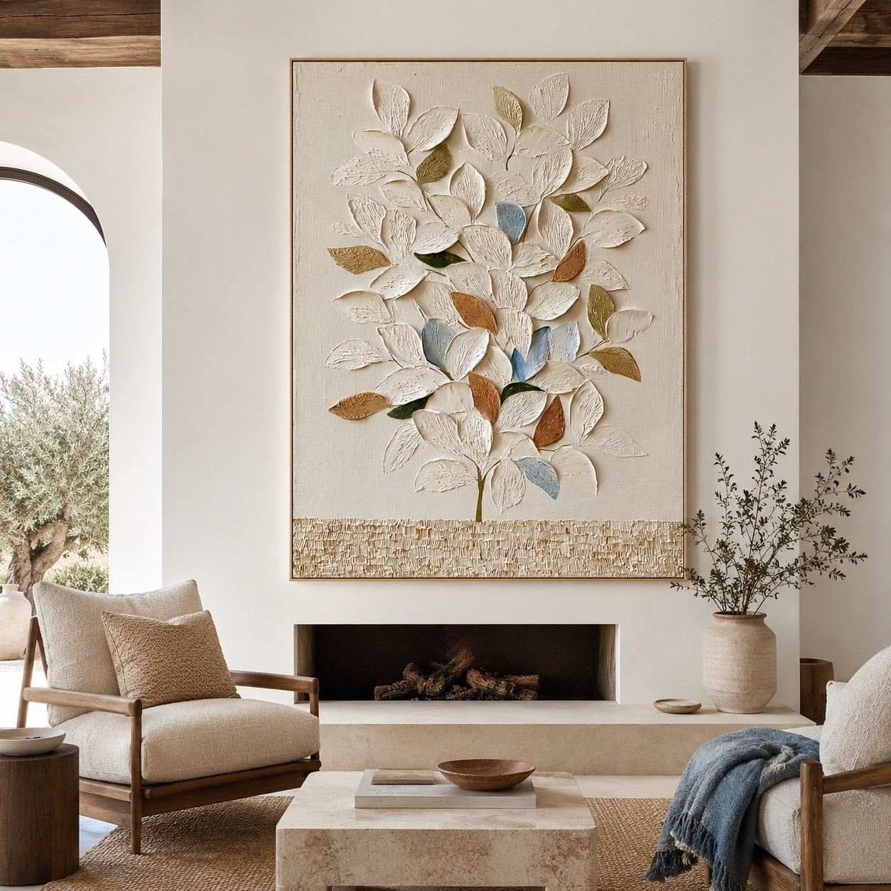 Textured Botanical Tree Wabi-Sabi Art