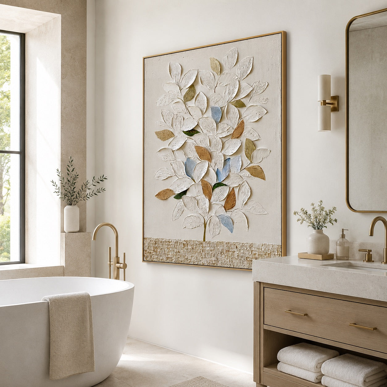 Textured Botanical Tree Wabi-Sabi Art