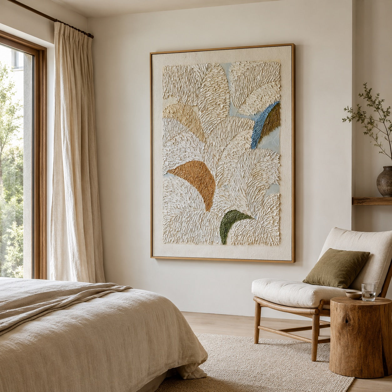 Textured Tropical Leaf Wabi-Sabi Art