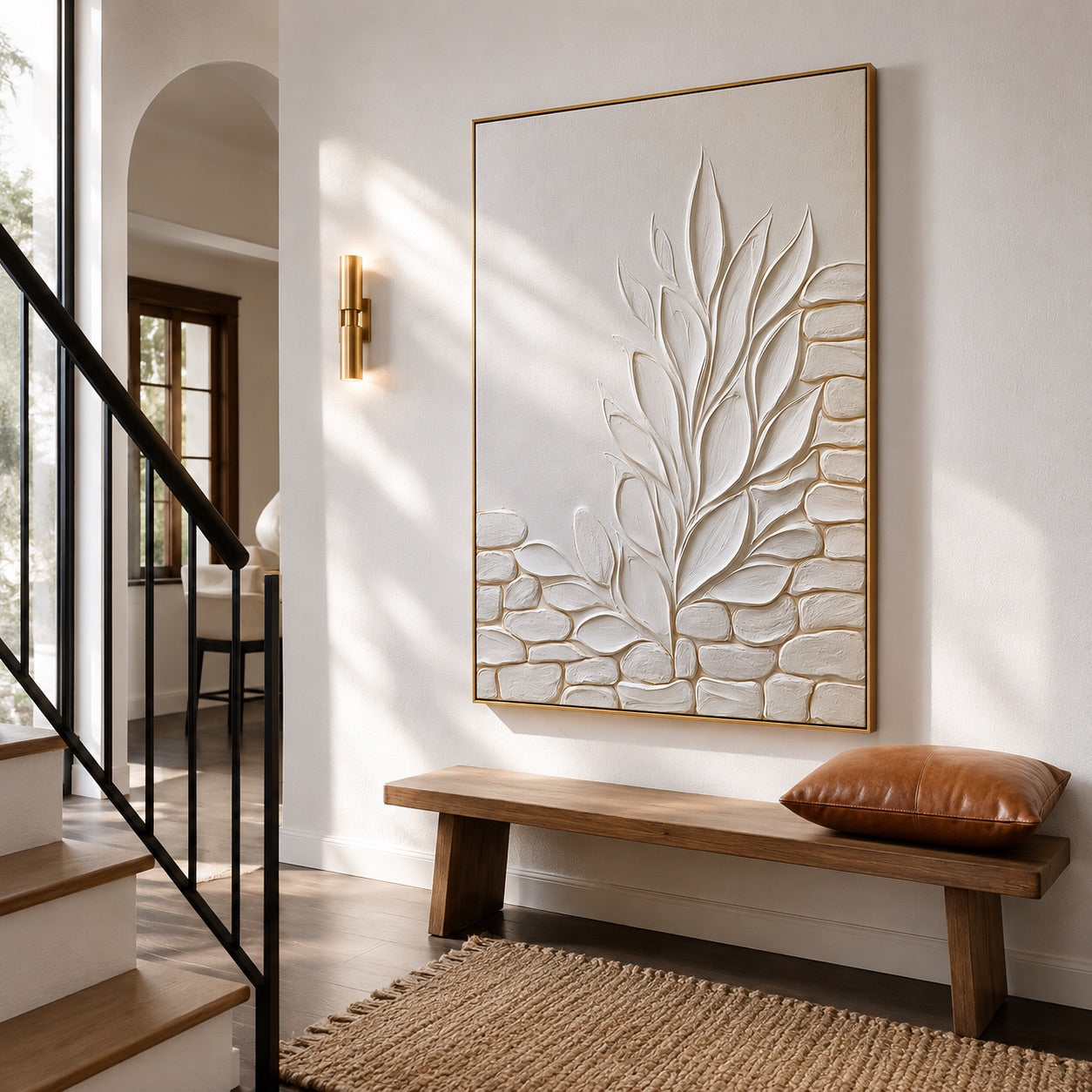 Modern Organic Stone Botanical Relief Wabi-Sabi Art