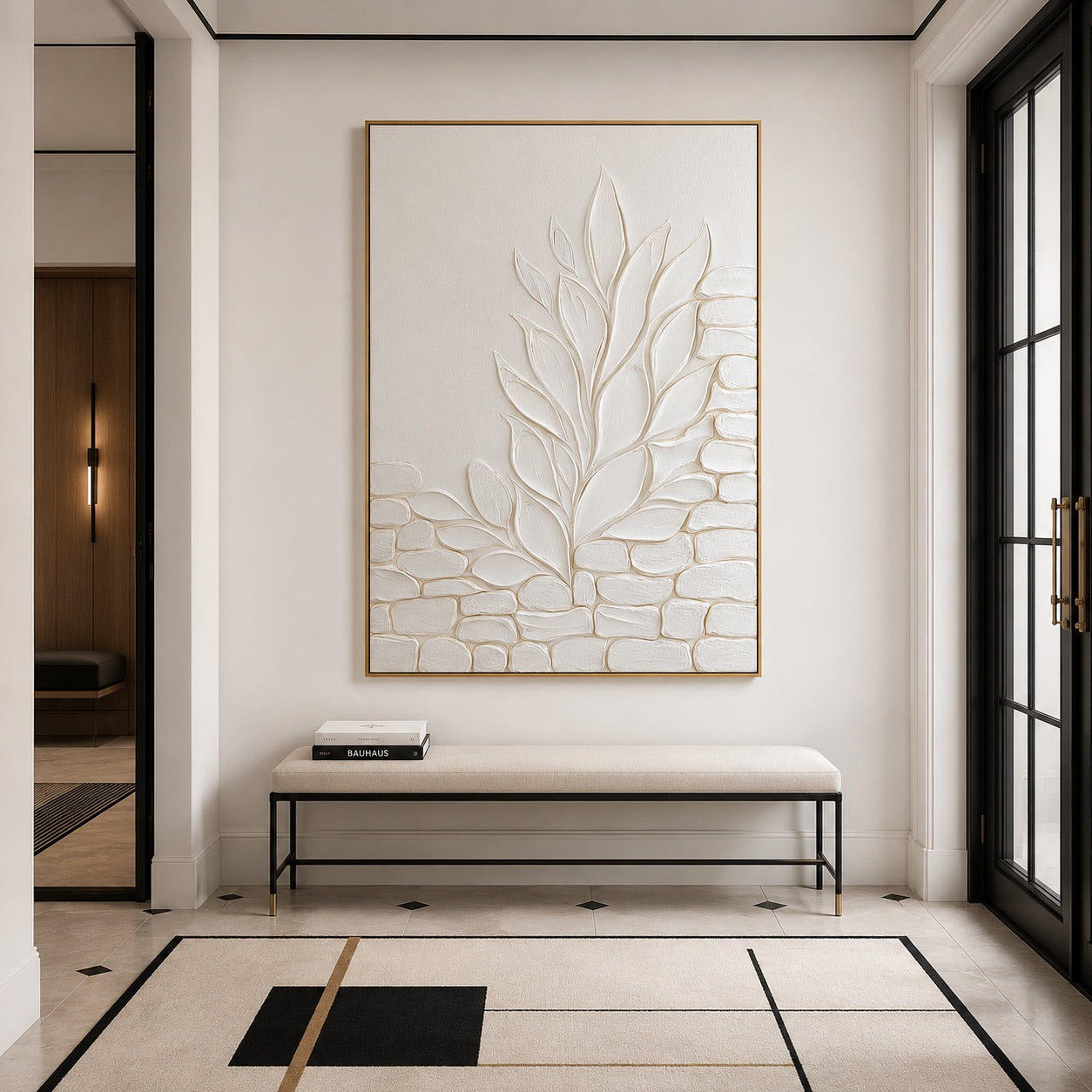 Modern Organic Stone Botanical Relief Wabi-Sabi Art