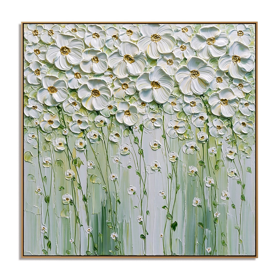 White Blossom Meadow Wabi-Sabi Art