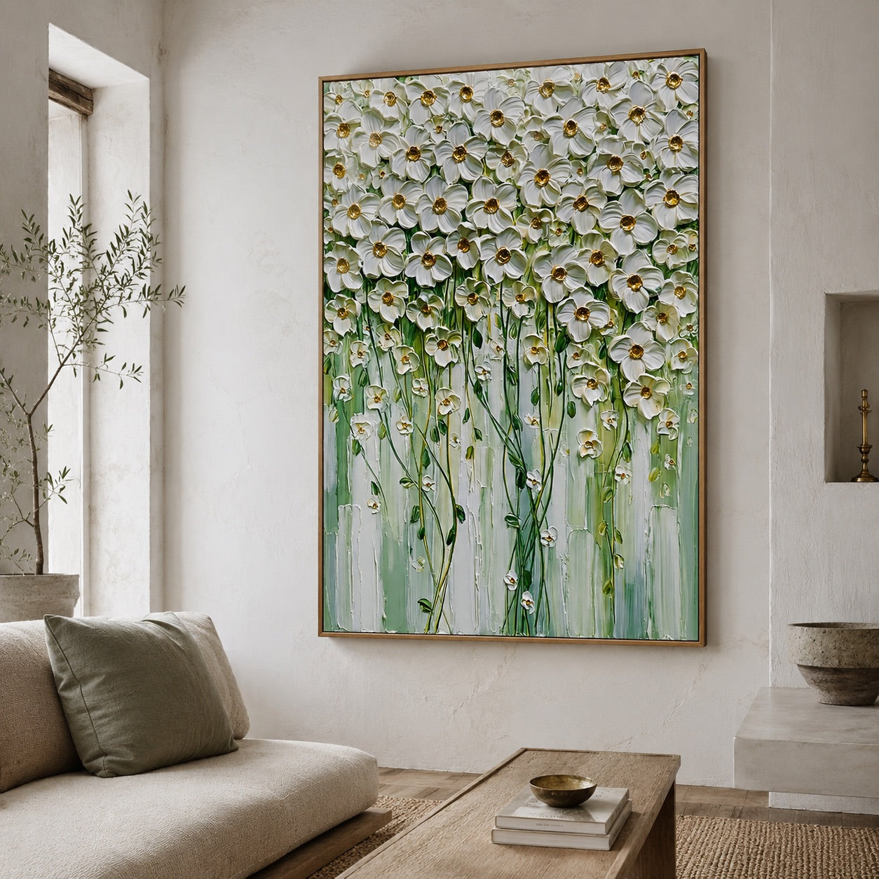 White Meadow Flowers Wabi-Sabi Art