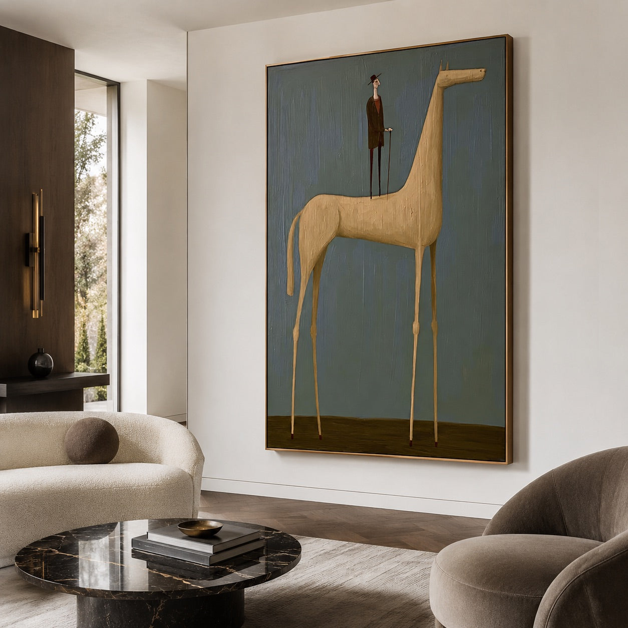 Quiet Rider Surrealism Whimsical Oil Painting