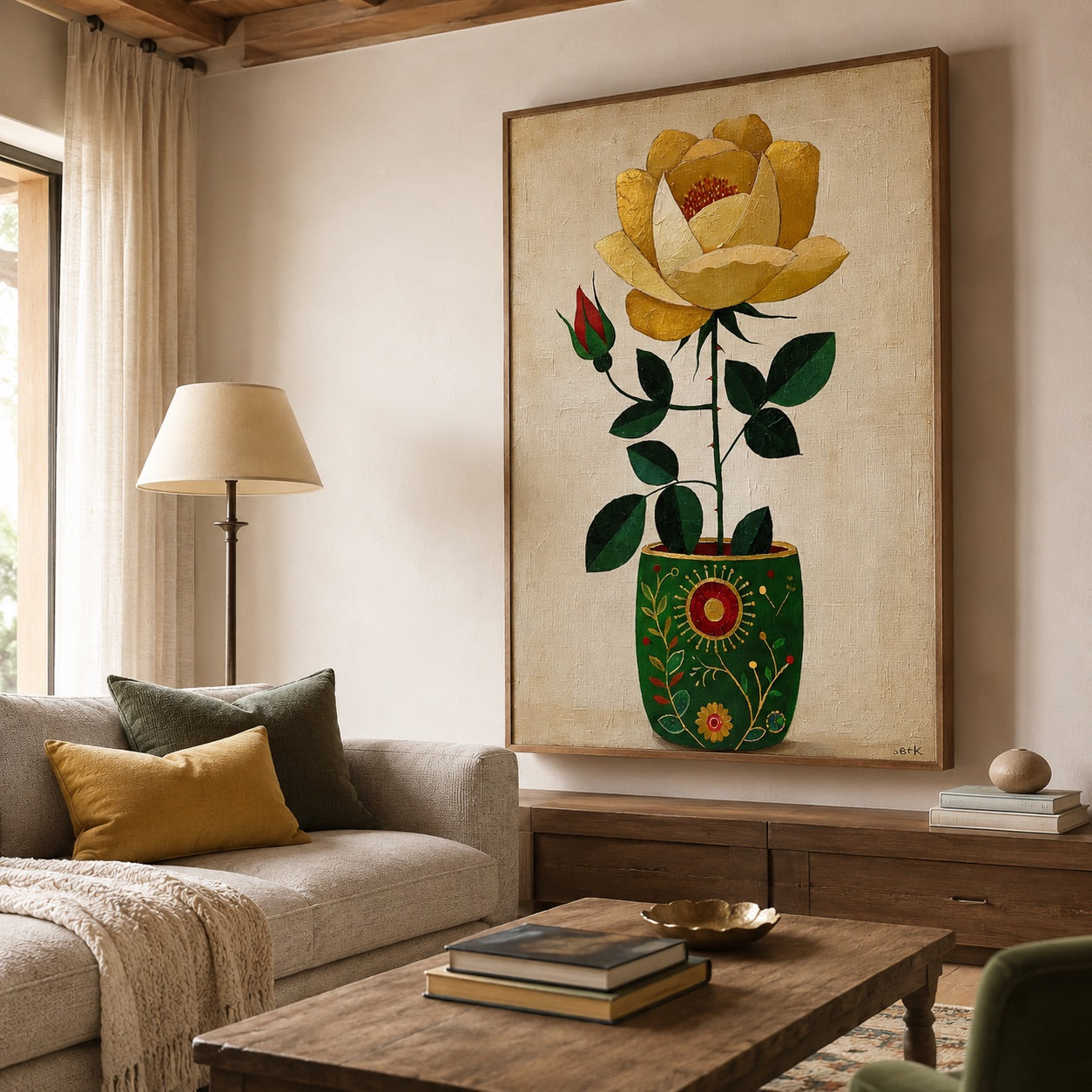 Golden Bloom Still Life Contemporary Painting