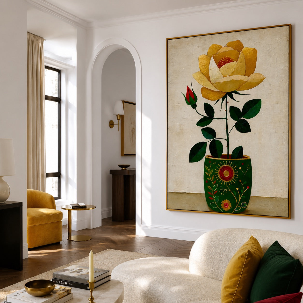 Golden Bloom Still Life Contemporary Painting
