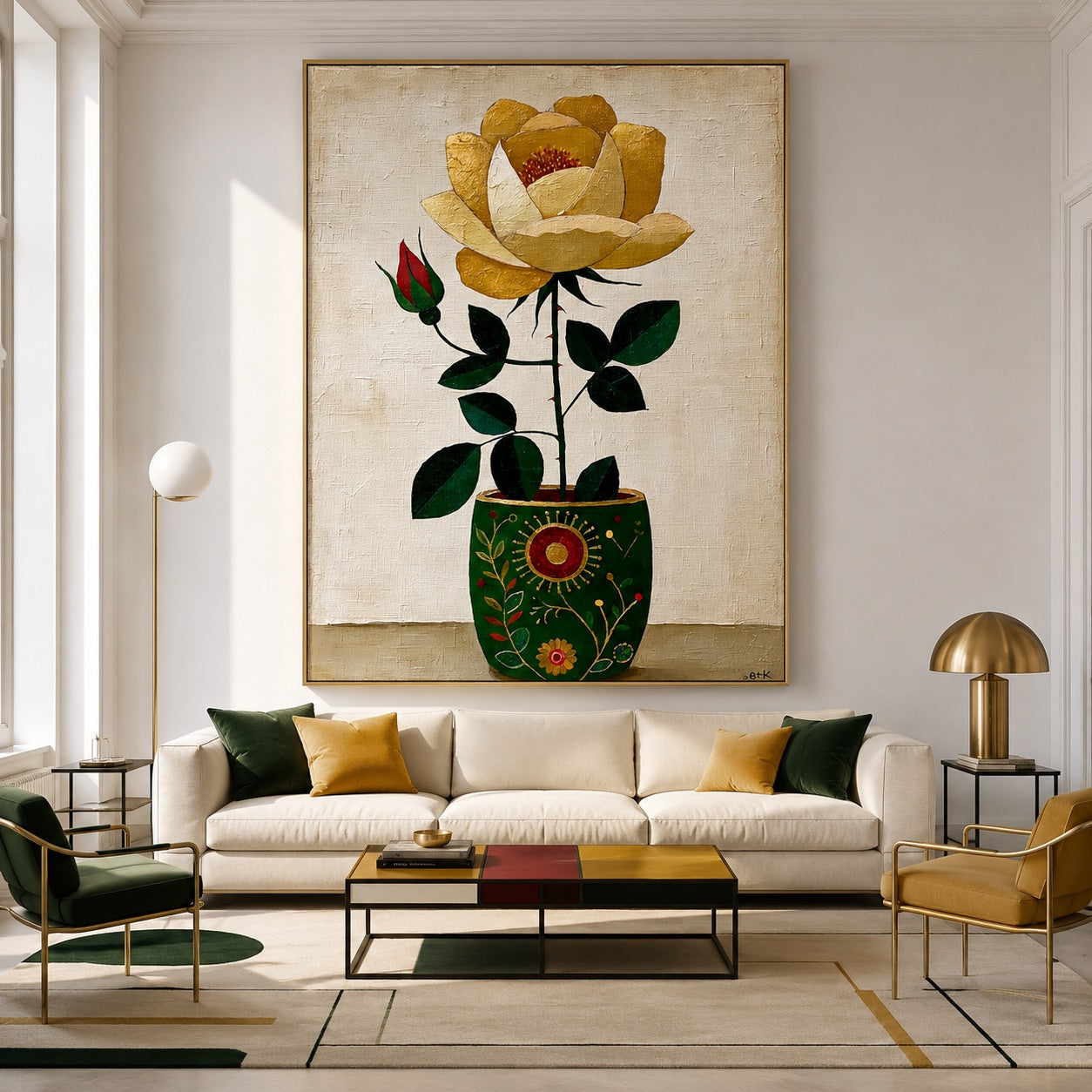 Golden Bloom Still Life Contemporary Painting