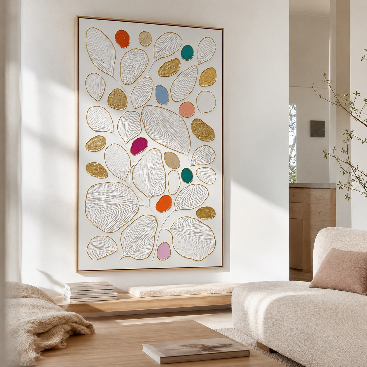 Golden Petal Field Wabi-Sabi Art