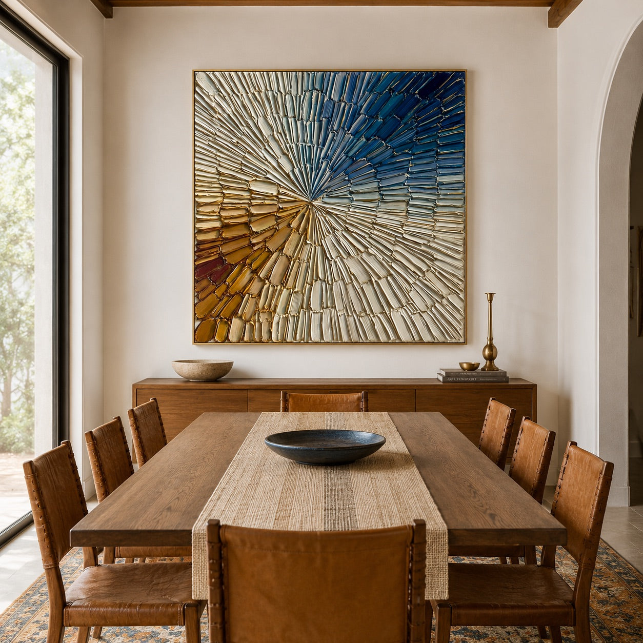 Sunburst Horizon Relief Wabi-Sabi Art