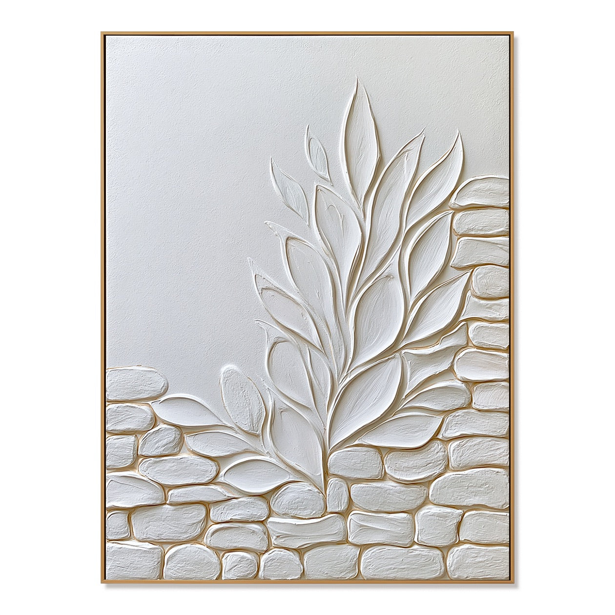 Modern Organic Stone Botanical Relief Wabi-Sabi Art