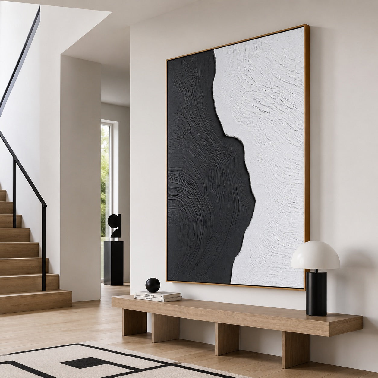 Black & White Organic Flow Relief Wabi-Sabi Art