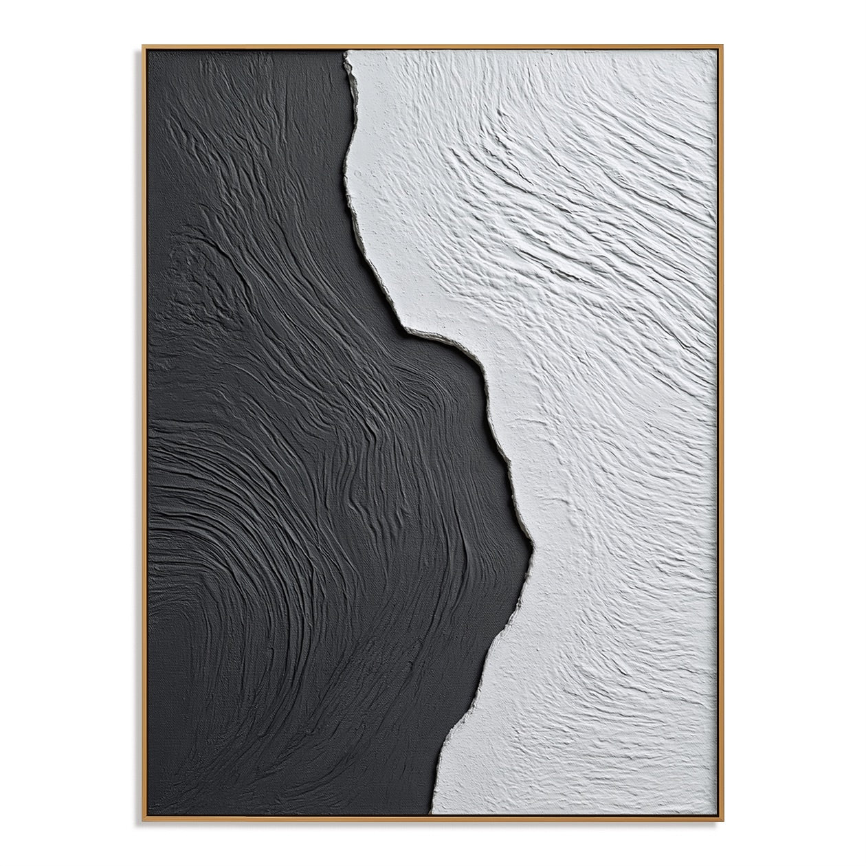 Black & White Organic Flow Relief Wabi-Sabi Art