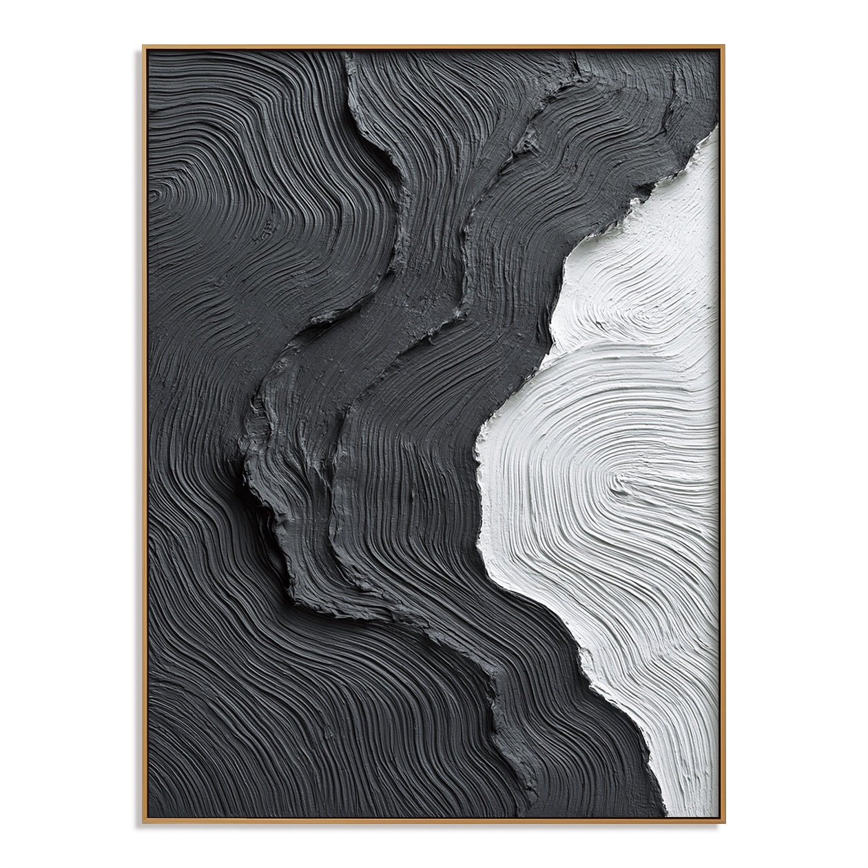 Black Flow Abstract Relief Wabi-Sabi Art