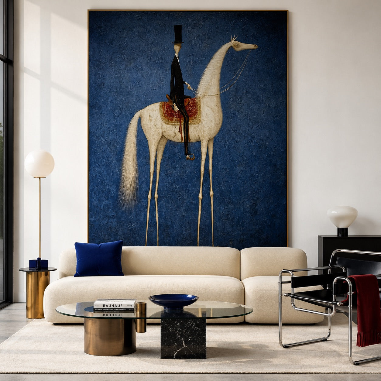 The Gentleman Rider Surrealism Whimsical Oil Painting