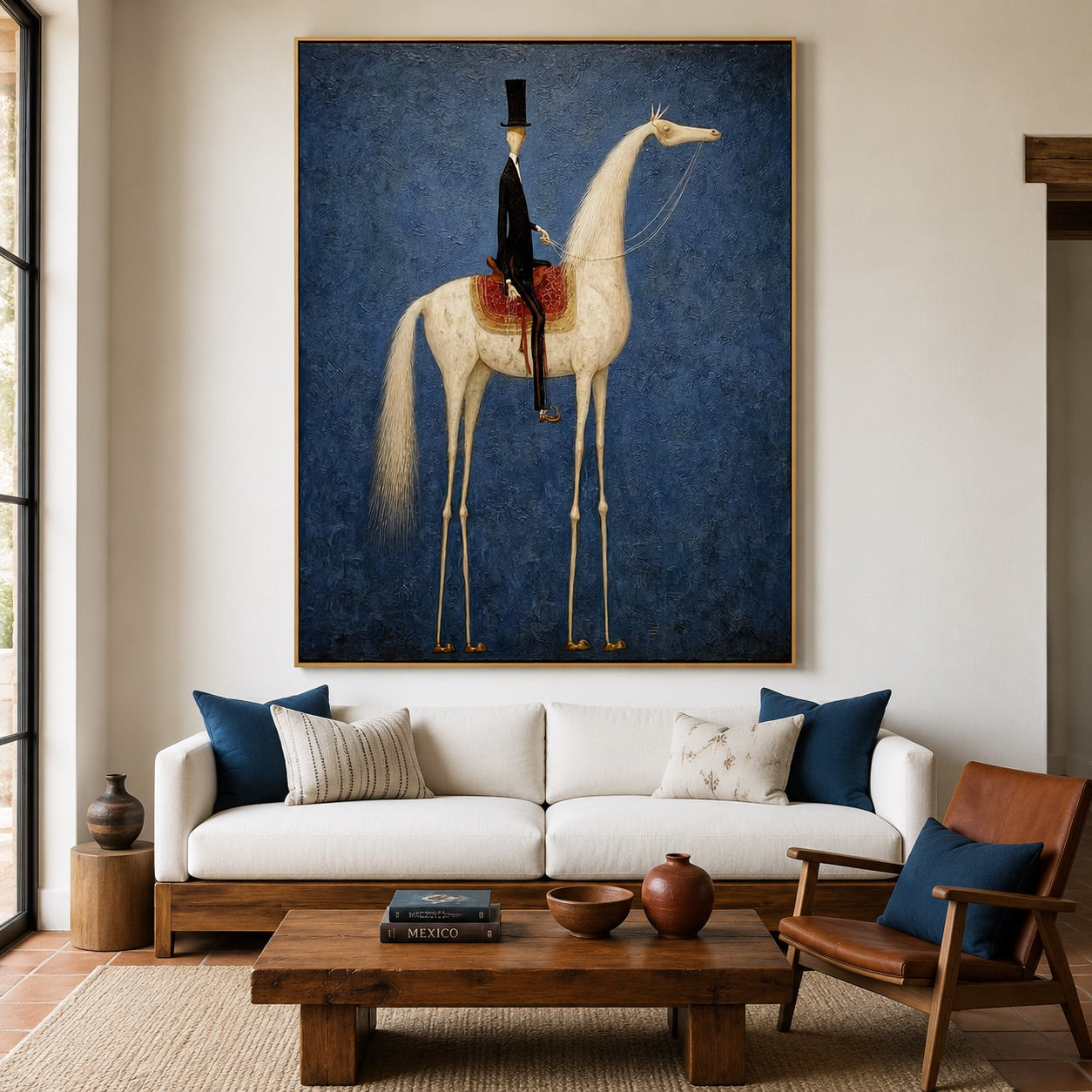 The Gentleman Rider Surrealism Whimsical Oil Painting