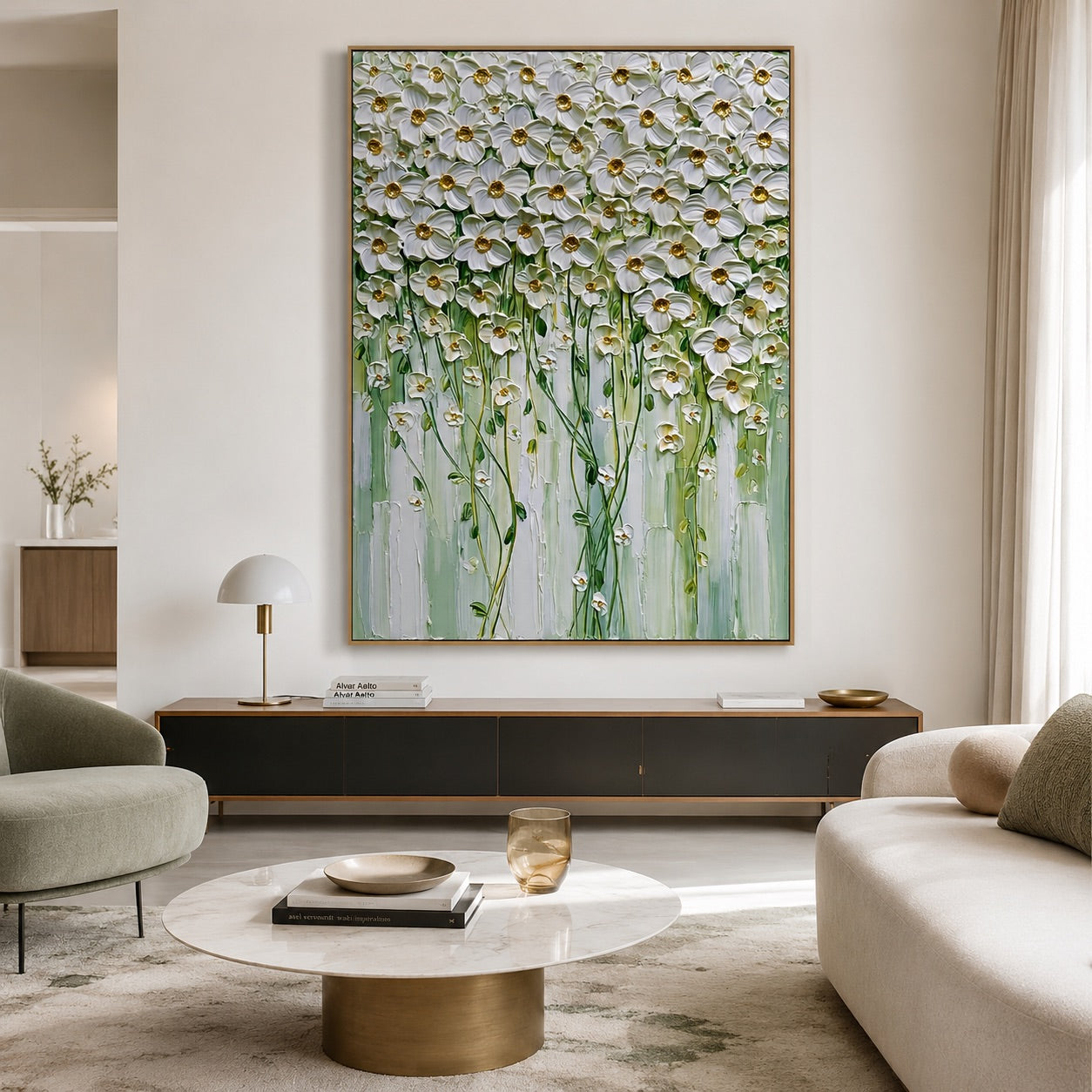 White Meadow Flowers Wabi-Sabi Art