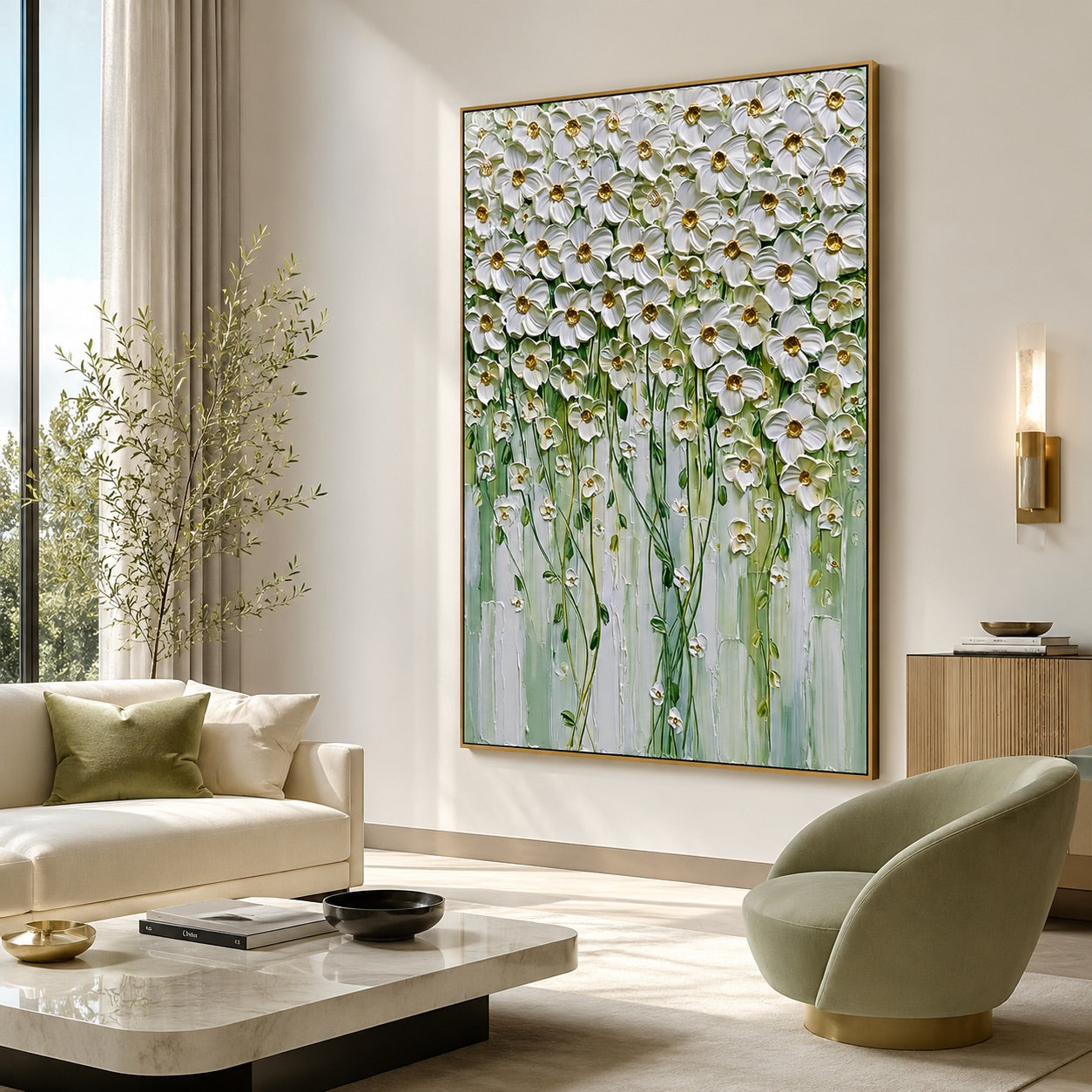 White Meadow Flowers Wabi-Sabi Art