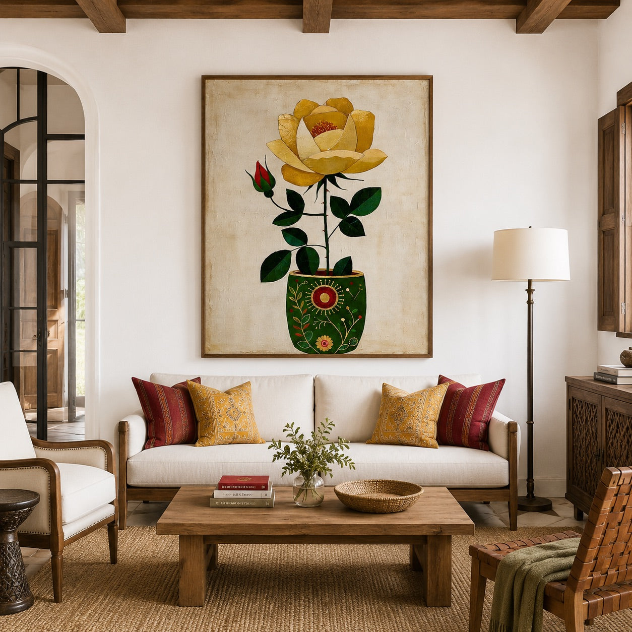 Golden Bloom Still Life Contemporary Painting