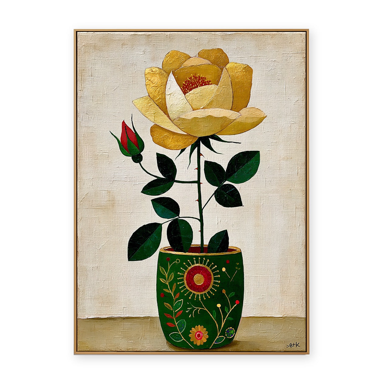 Golden Bloom Still Life Contemporary Painting