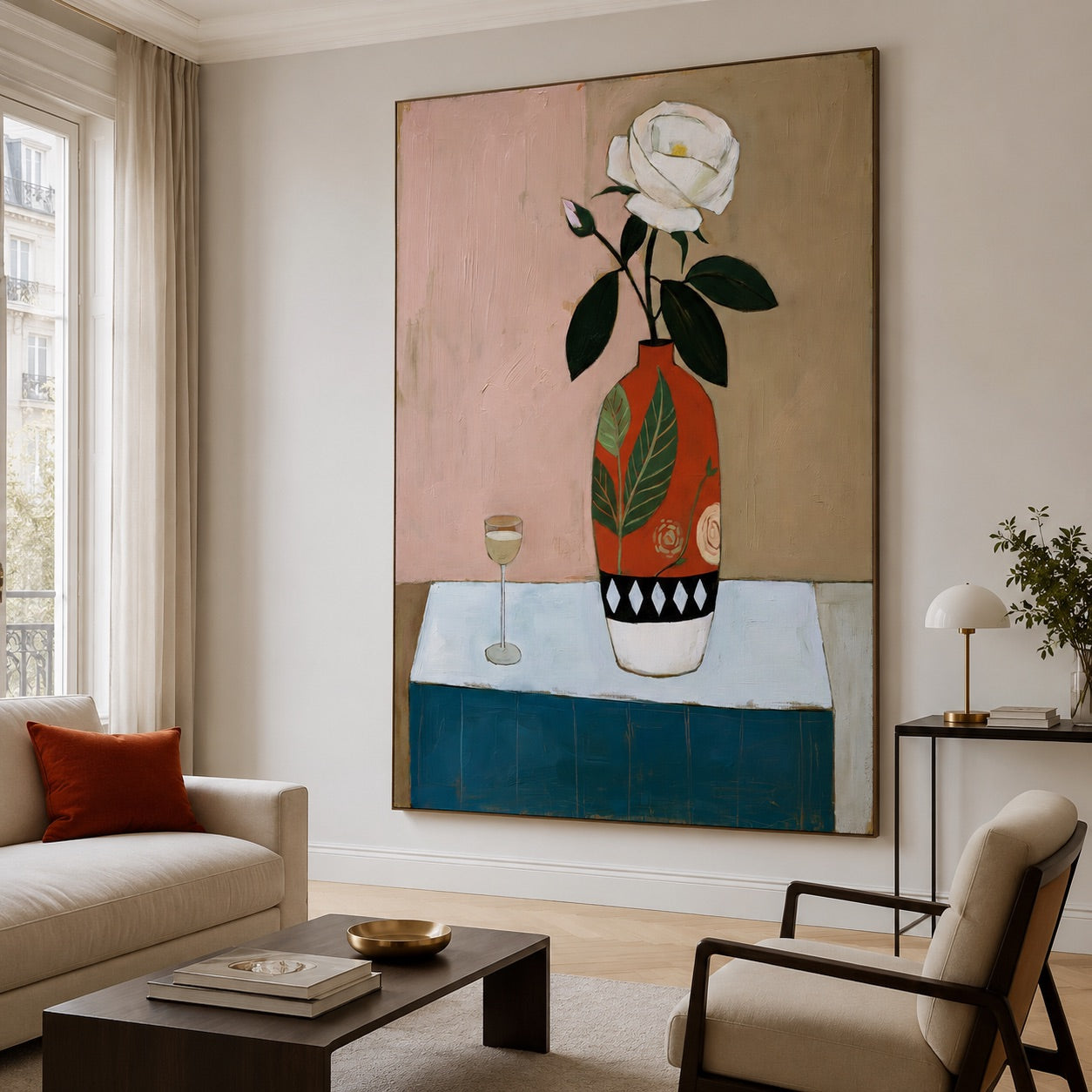 Rose Still Life Vase Contemporary Painting