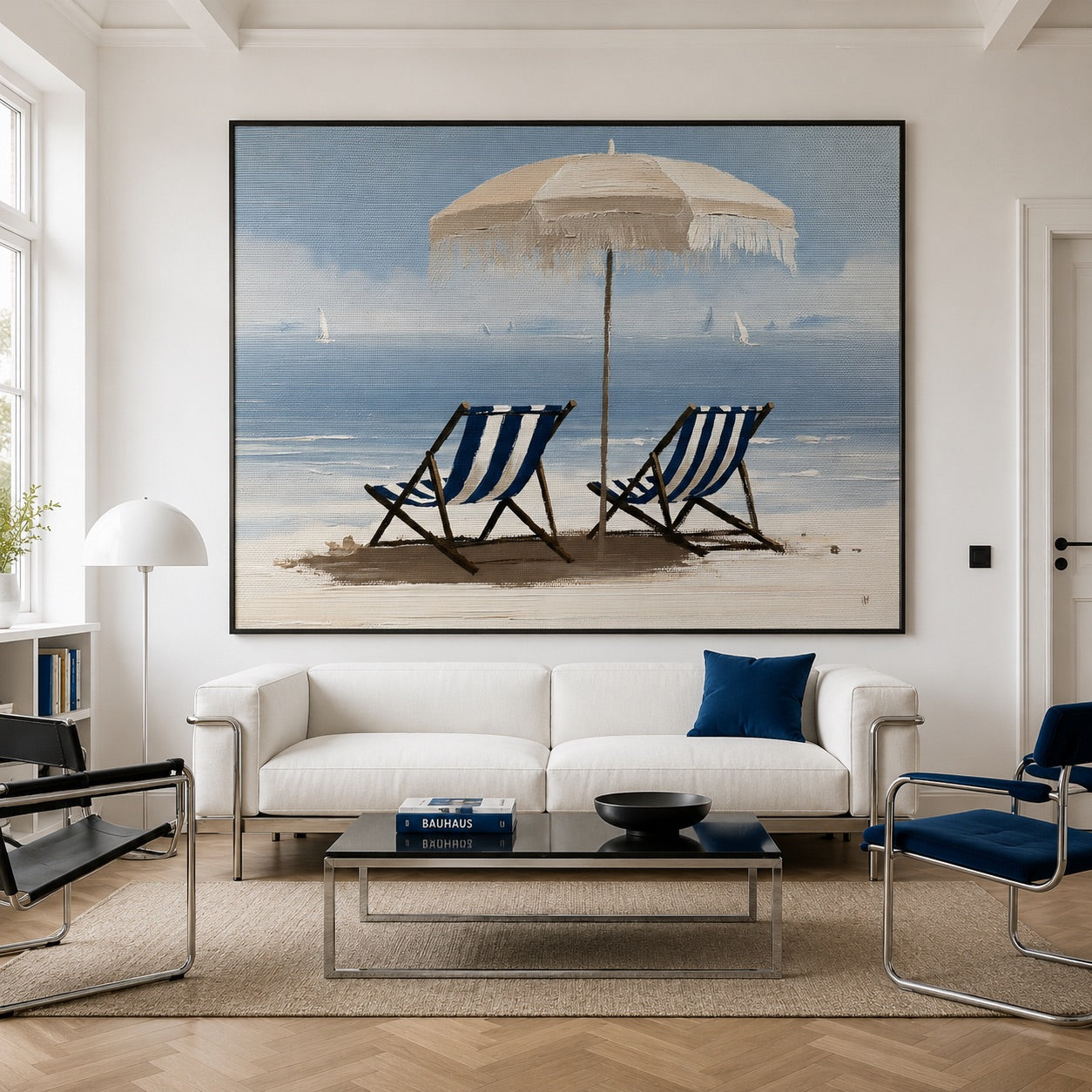 Minimal Beach Umbrella Seascape Contemporary Painting