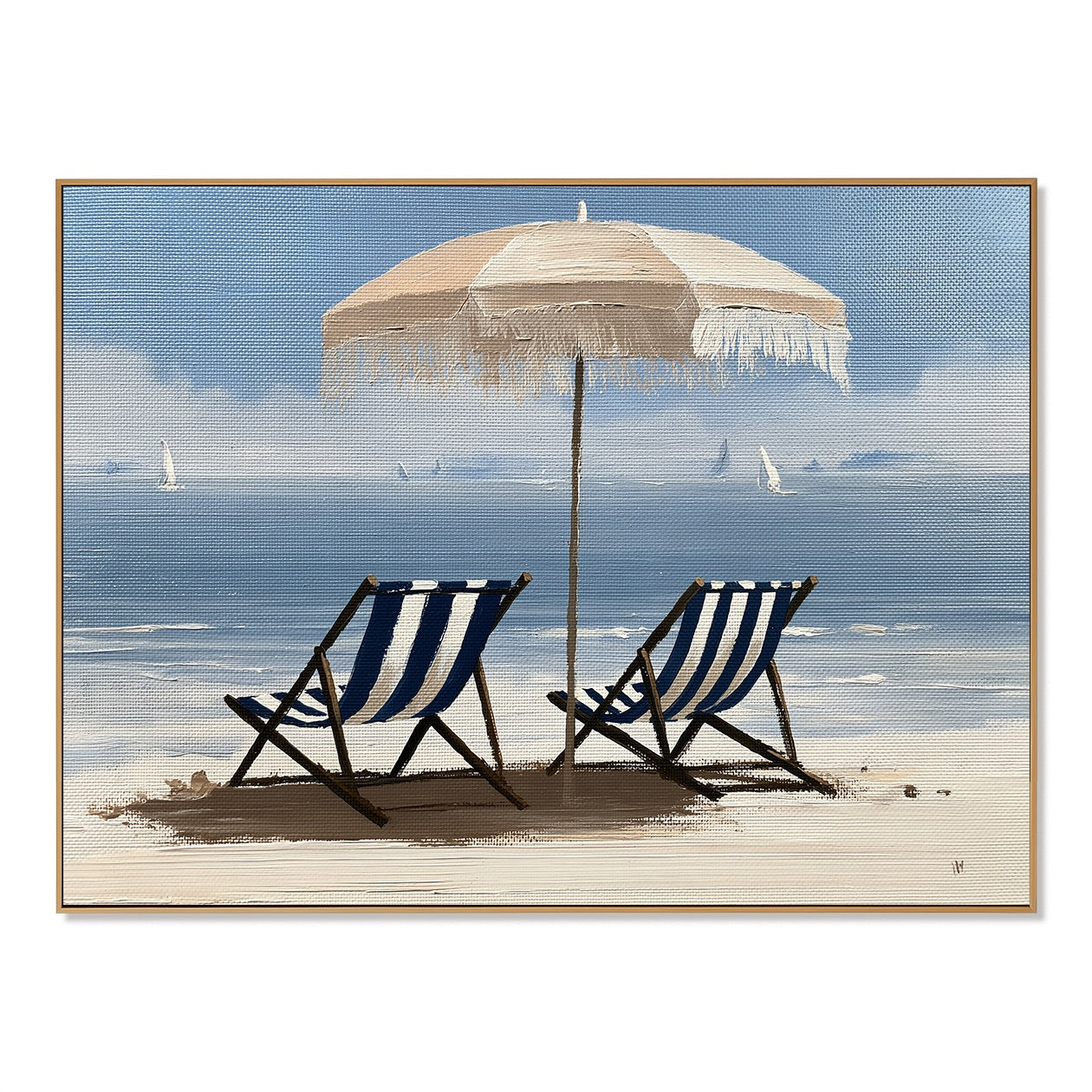 Minimal Beach Umbrella Seascape Contemporary Painting