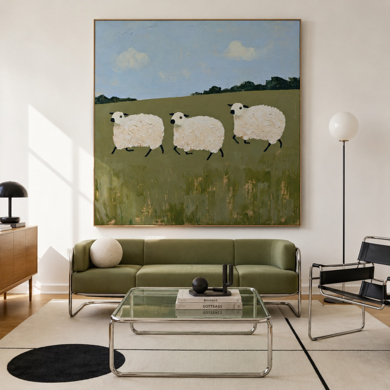 Dreaming Sheep Surrealism Whimsical Oil Painting