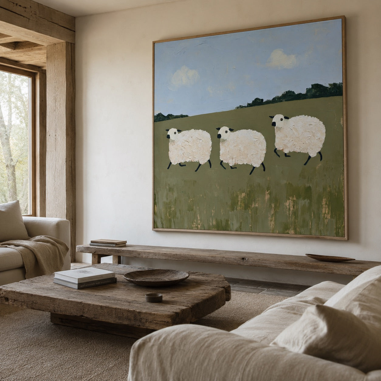 Dreaming Sheep Surrealism Whimsical Oil Painting