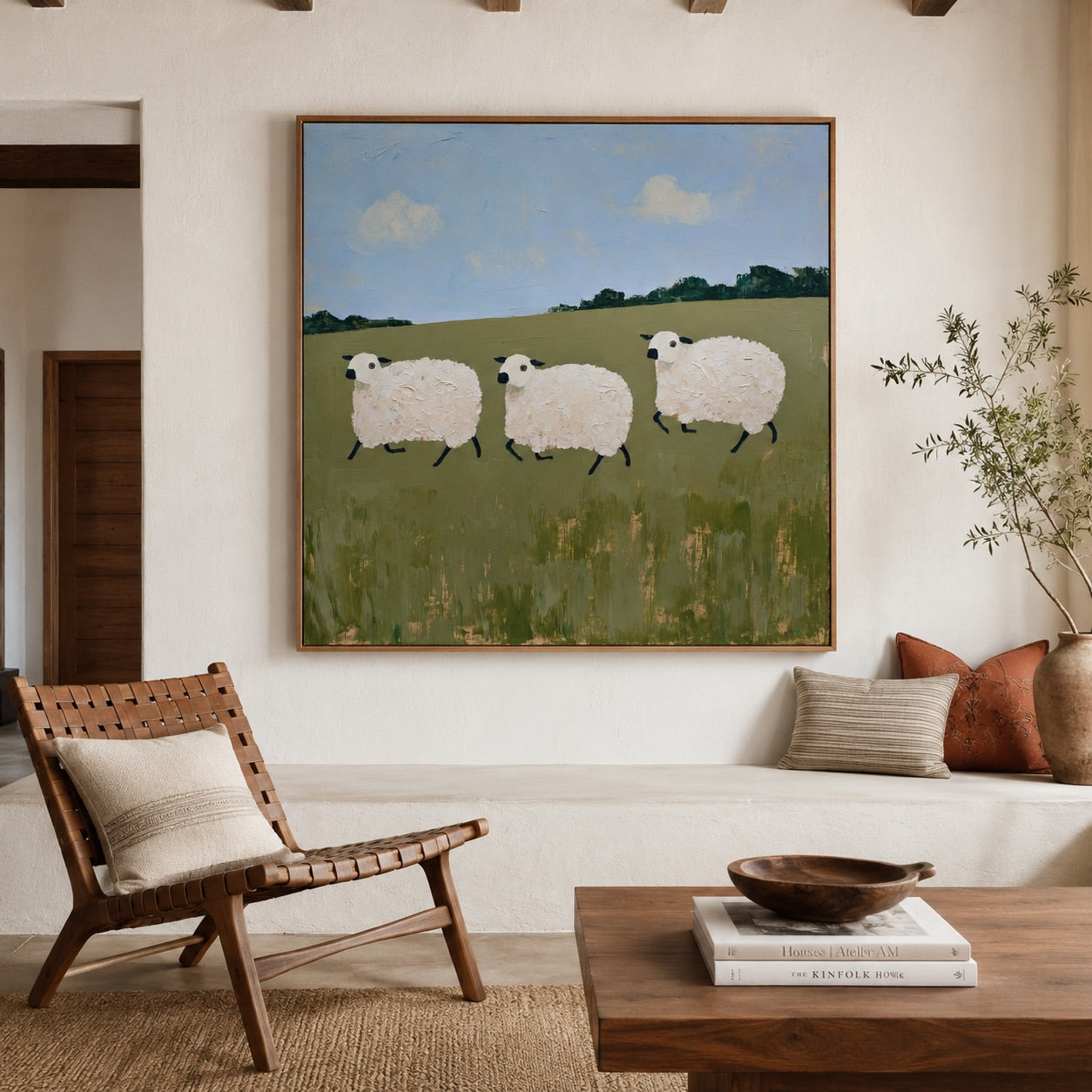 Dreaming Sheep Surrealism Whimsical Oil Painting