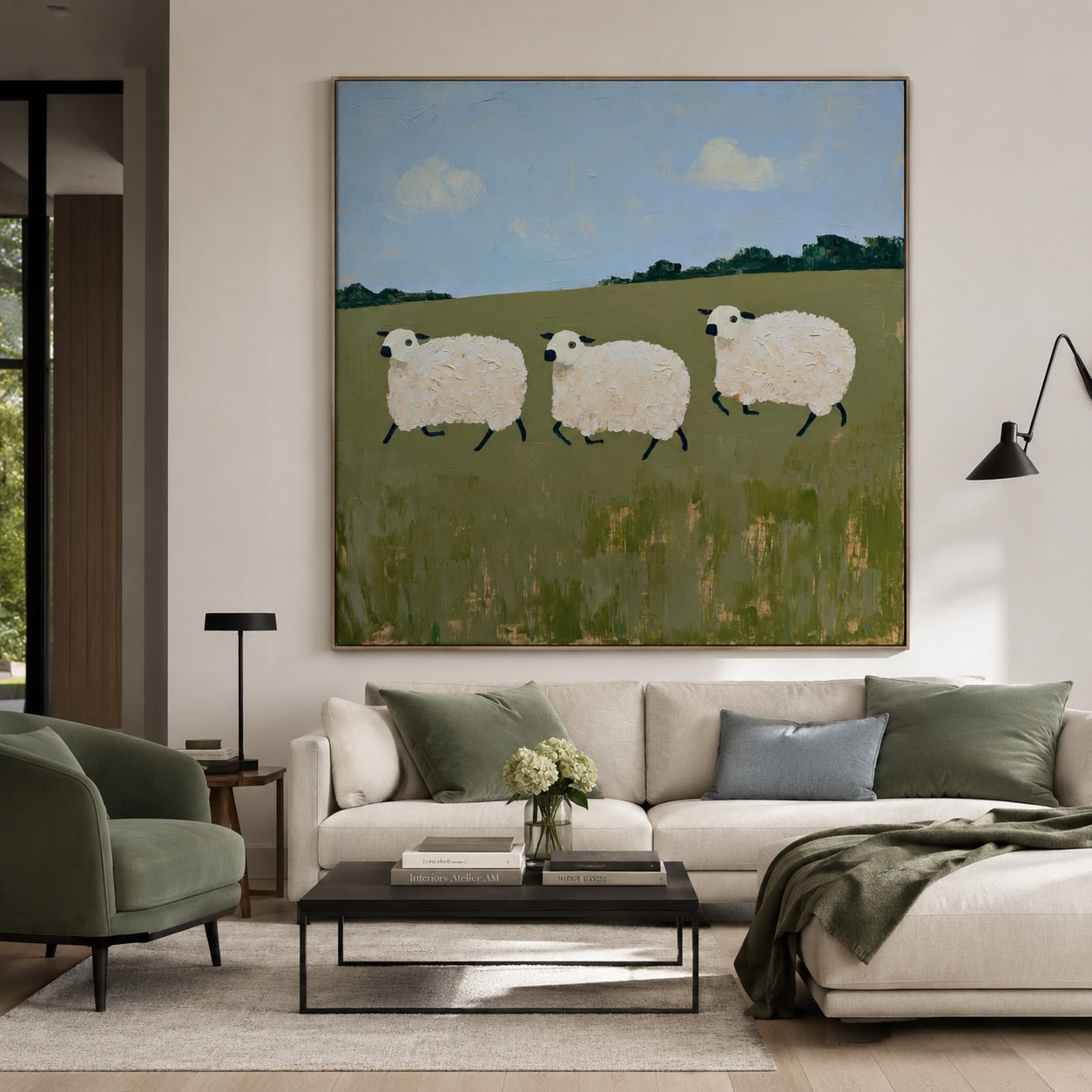 Dreaming Sheep Surrealism Whimsical Oil Painting