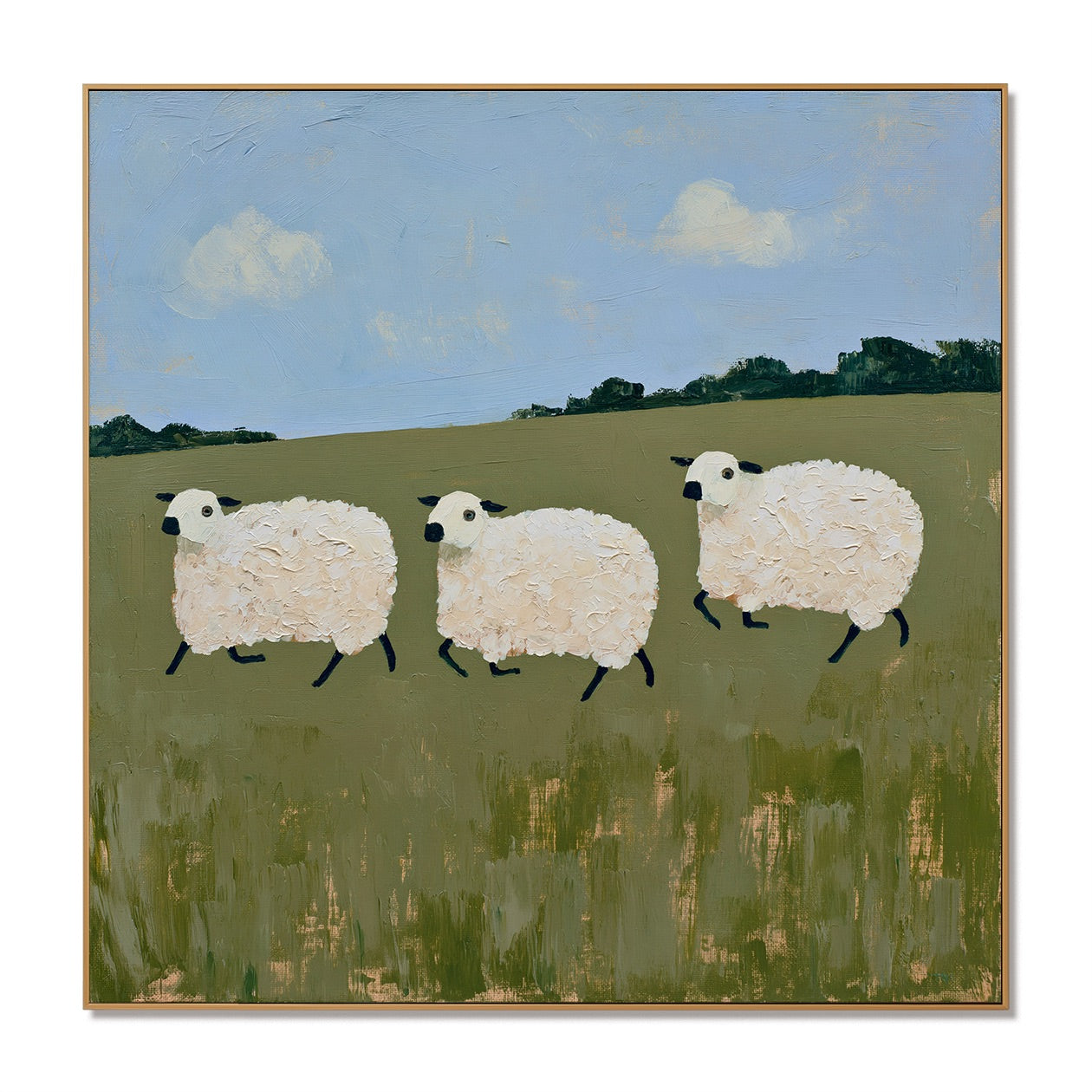 Dreaming Sheep Surrealism Whimsical Oil Painting