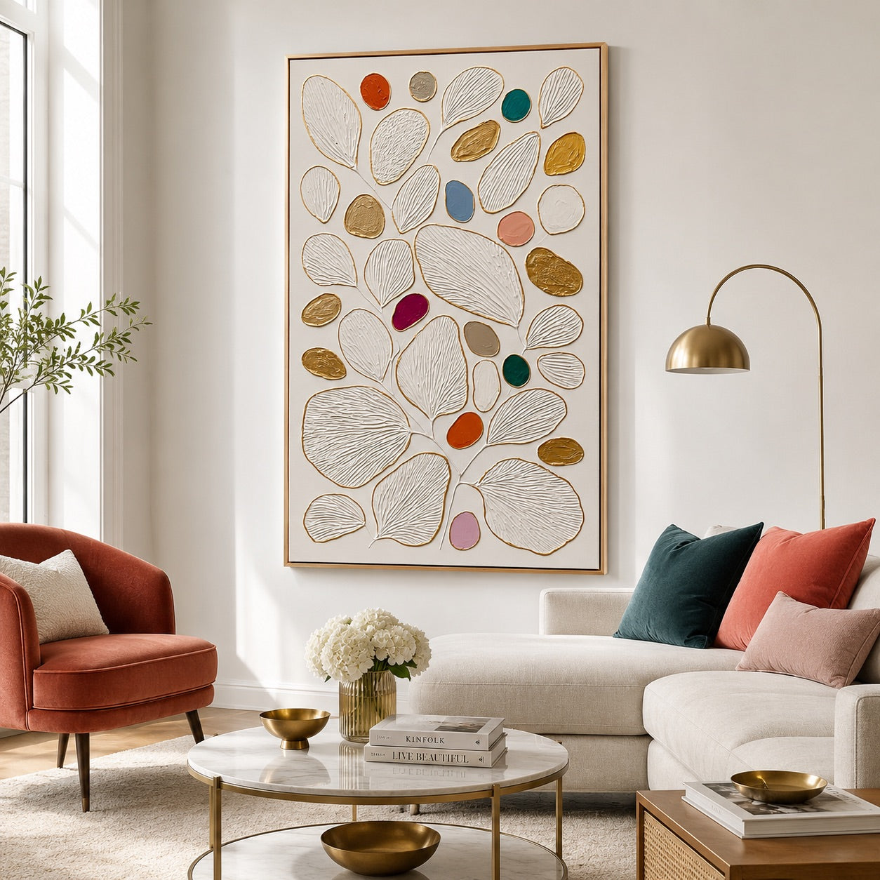 Golden Petal Field Wabi-Sabi Art
