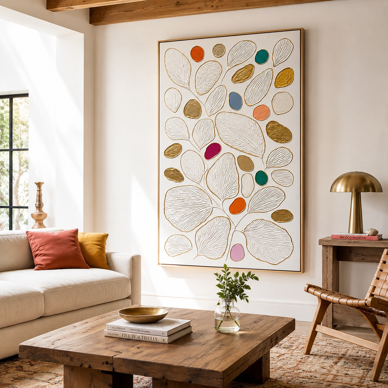 Golden Petal Field Wabi-Sabi Art